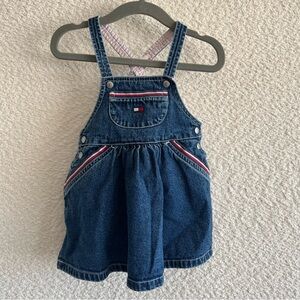 Tommy Hilfiger Vintage Baby Infant‎ Blue Denim Overalls Dress Size 6-12 Months